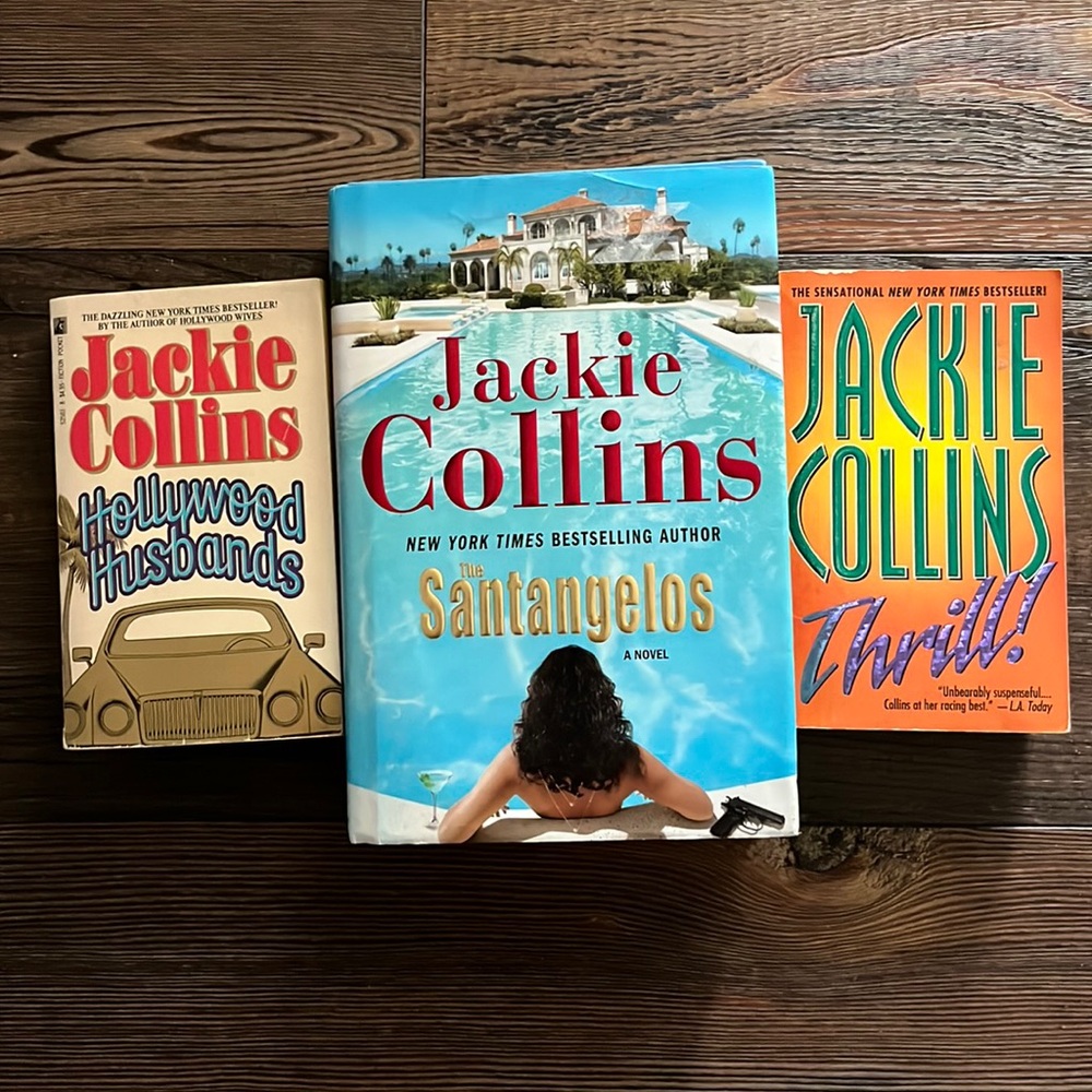 Jackie Collins The Santangelos, Thrill, Hollywood Husbands HC/DJ & SC Books